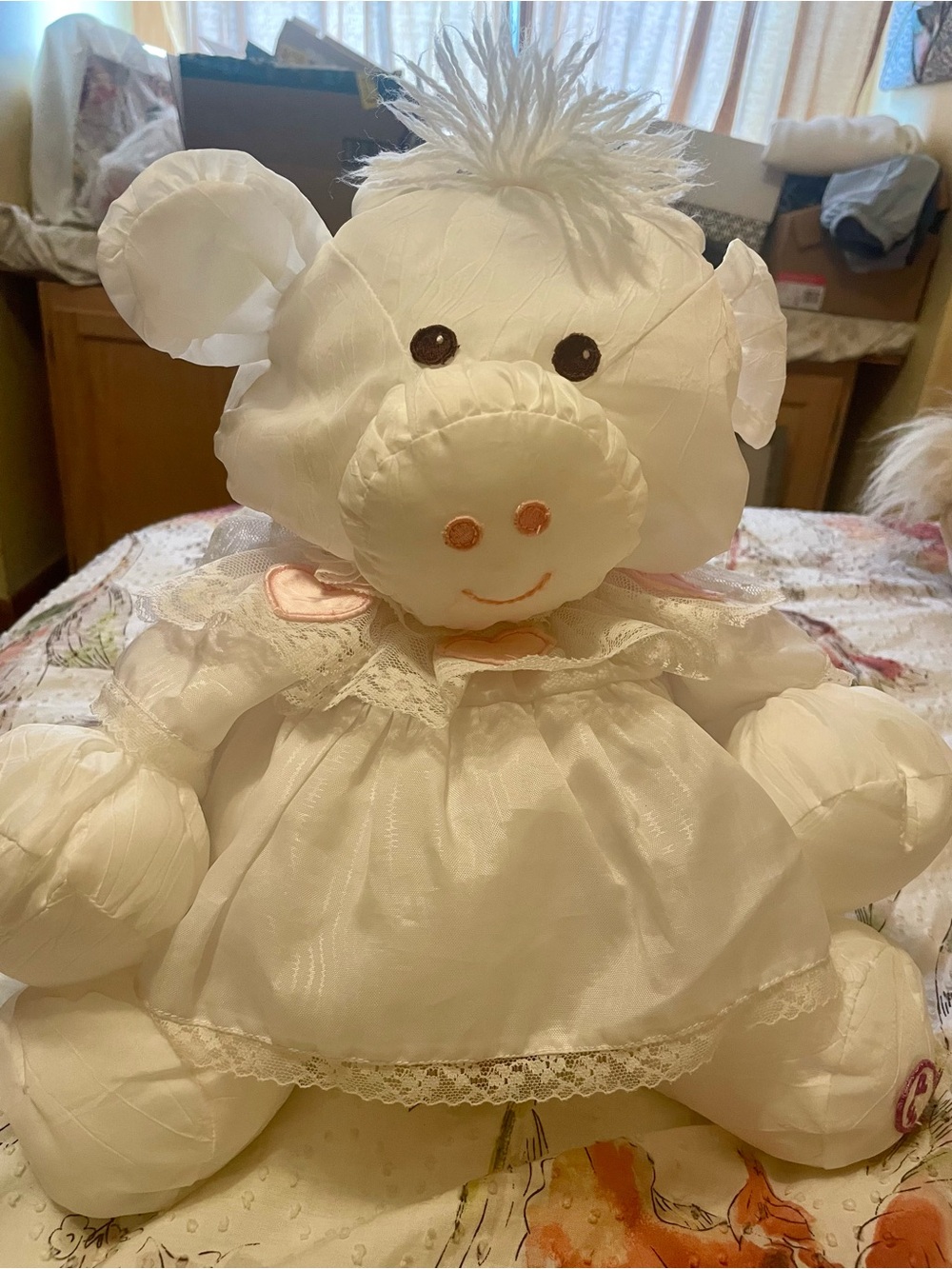 Vintage Fisher-Price 1986 Puffalump White Cow Stuffed Animal Plush #8001